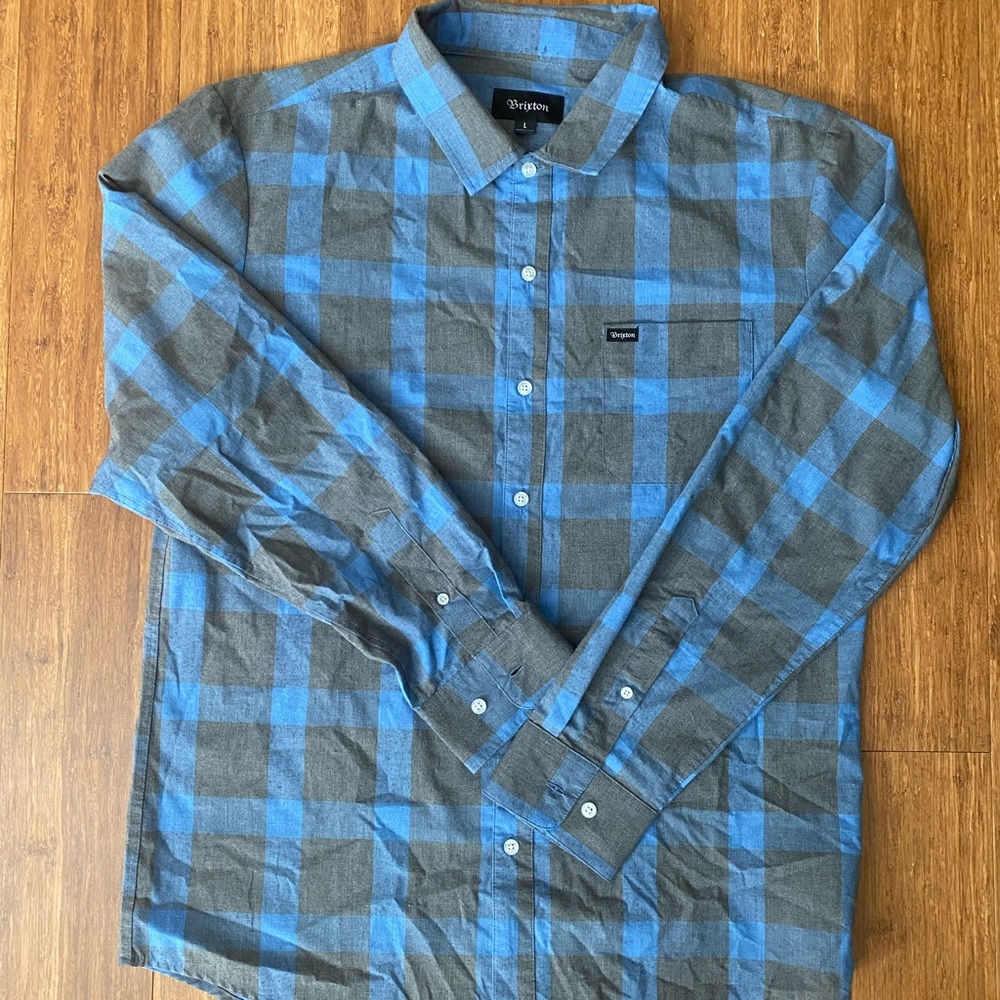 Brixton blue and gray long sleeve dress shirt